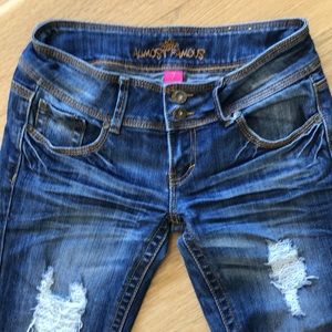 Almost Famous Distressed Cropped Jeans - Sz 7